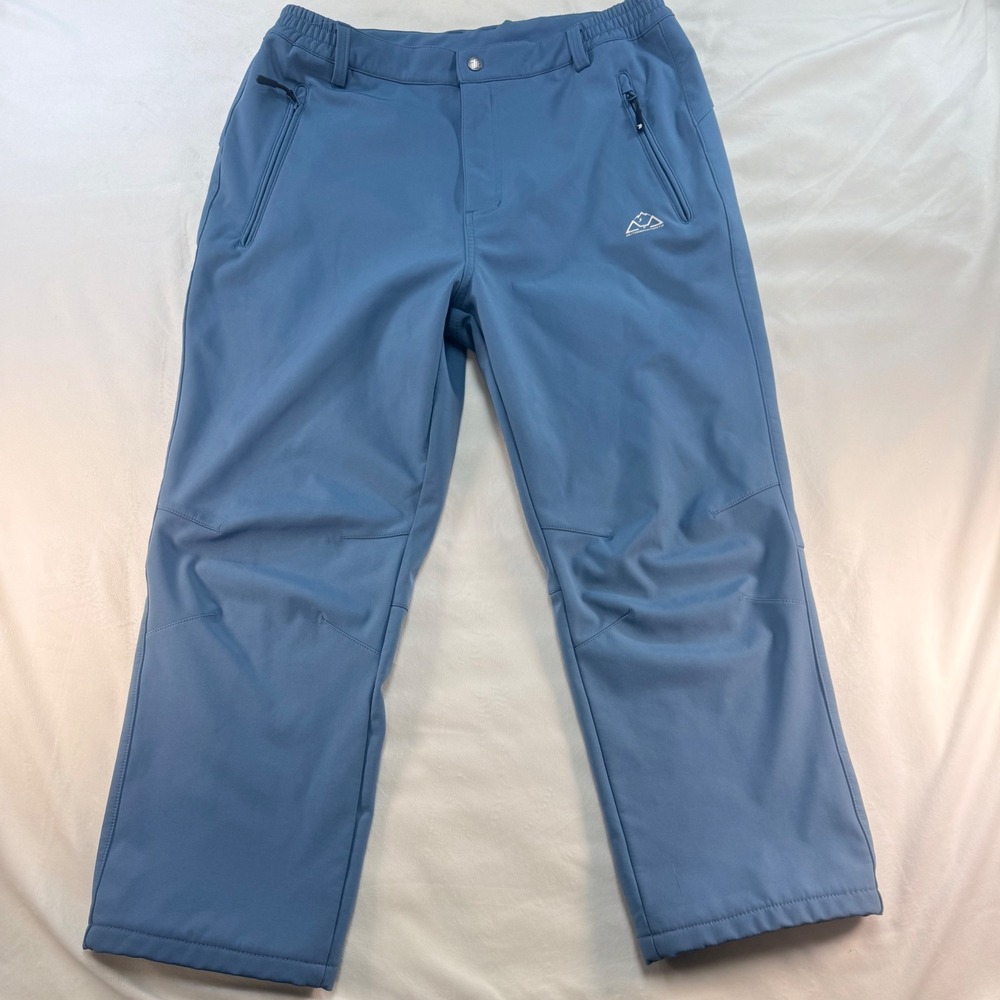 Outdoor Sports Mens Fleece Lined Softshell Hiking Pants Blue US 36 Inseam 27